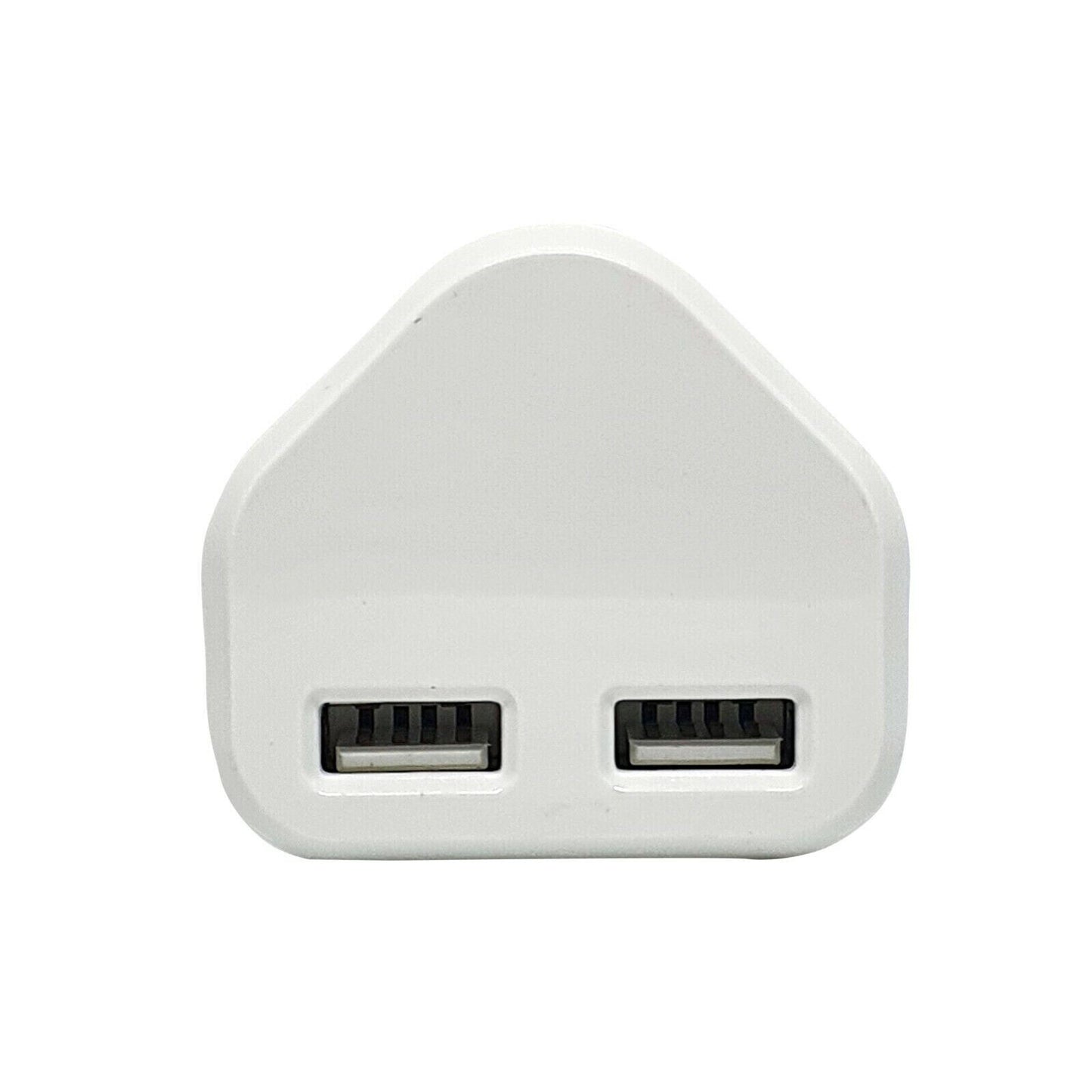 Fast Dual 2 Port USB Charger 1 Port USB 3 Pin UK Mains Wall Plug Adapter 2.1A