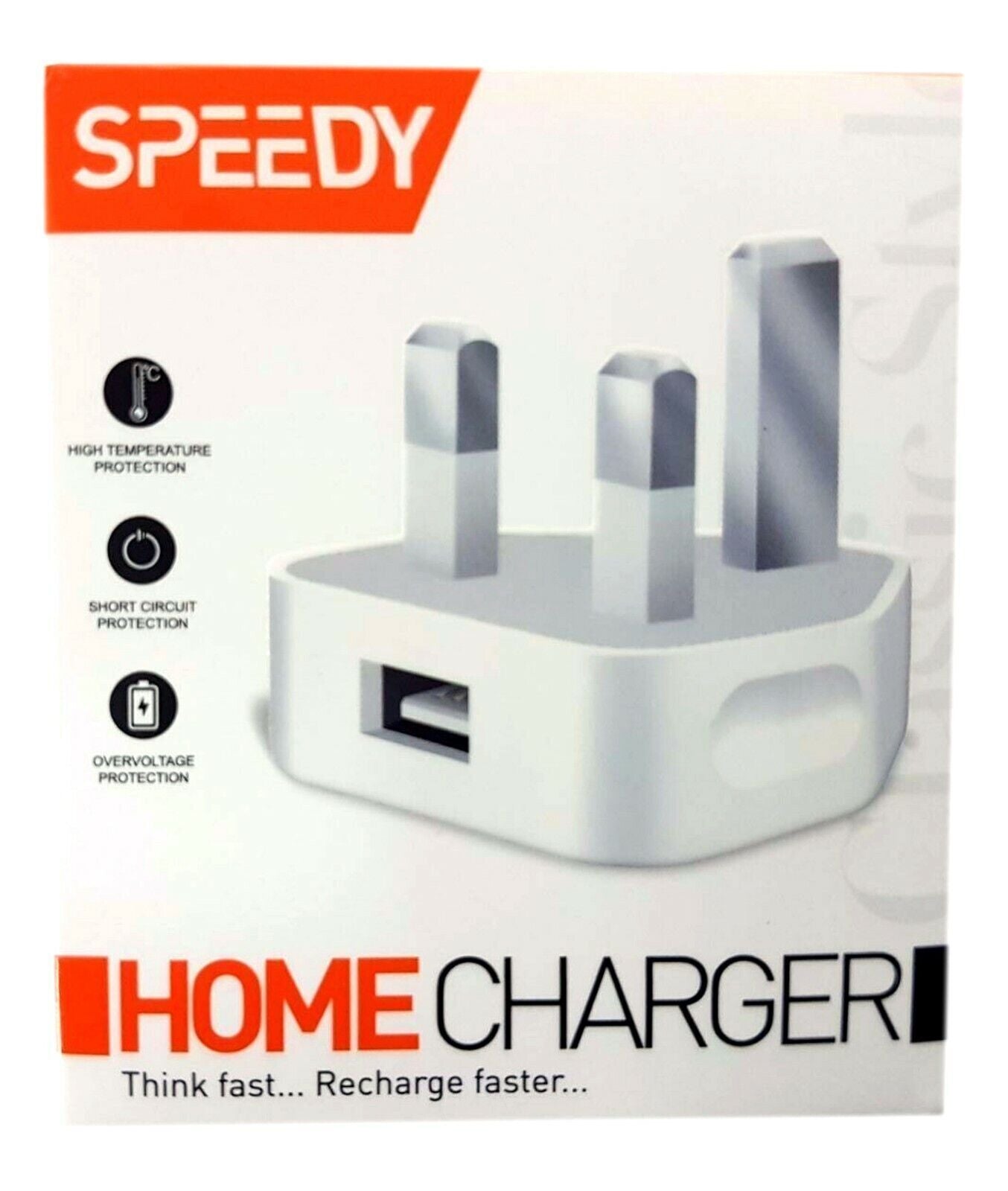 Fast Dual 2 Port USB Charger 1 Port USB 3 Pin UK Mains Wall Plug Adapter 2.1A