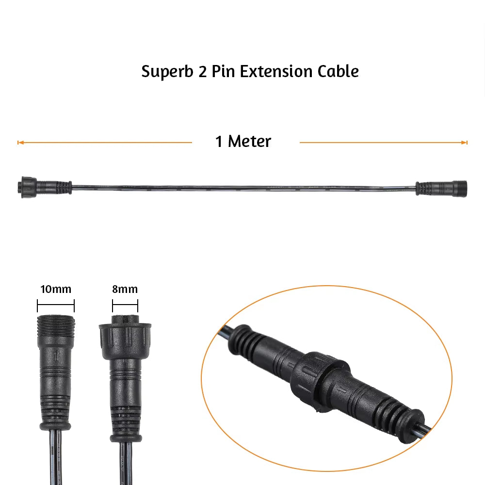 Tomshine Extension Cable Wire 5 PCS 1M/ 3.3Ft 2Pin with Male and Female Connectors IP67 Water-Proof for Deck Light Accessories