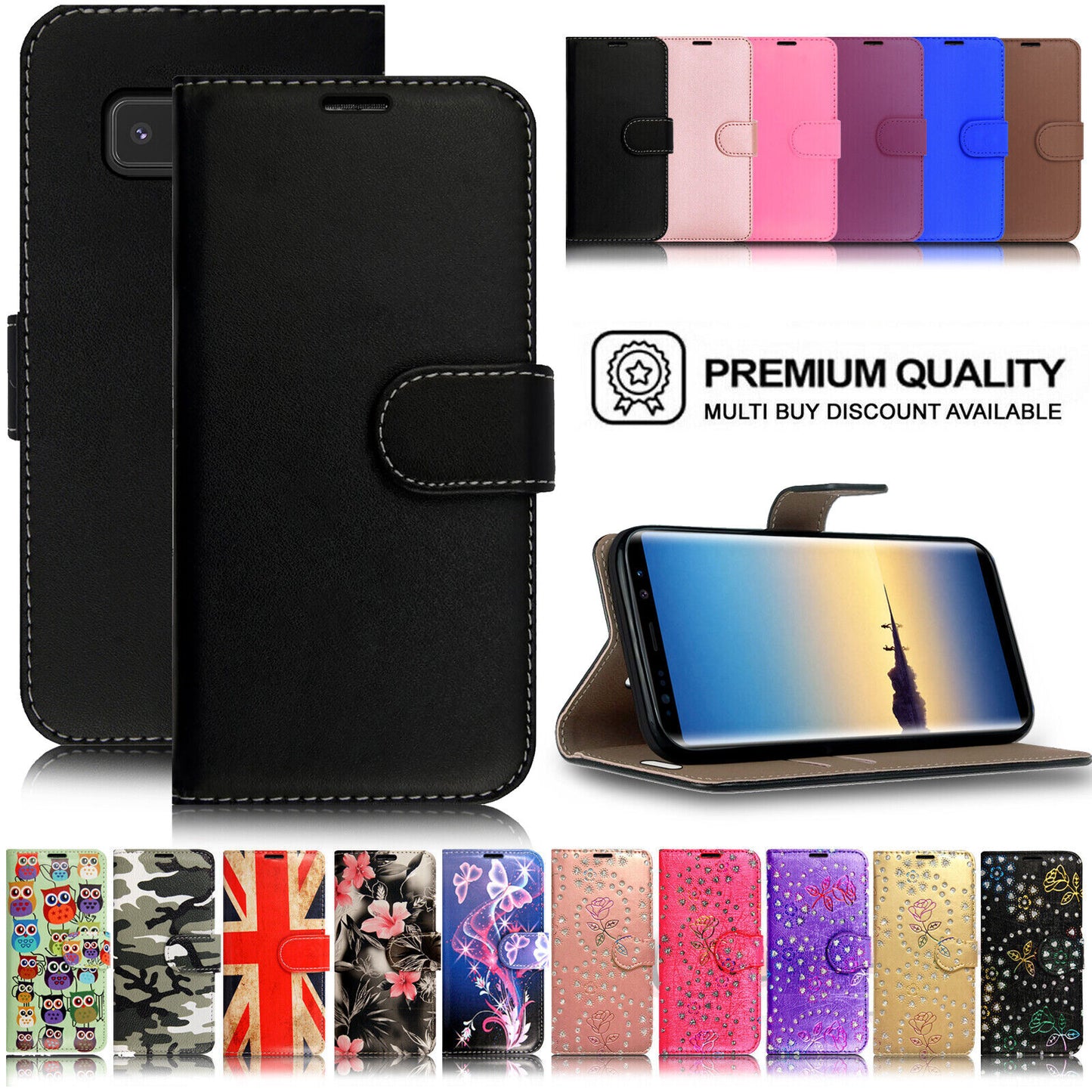 Case for Samsung Galaxy Note 20 10 9 8 5 Leather Wallet Flip Phone Stand Cover