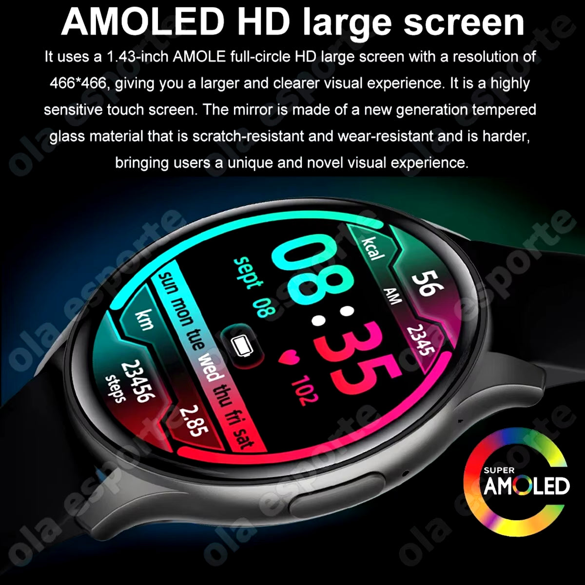 New NFC AMOLED Smartwatch Men Women Thermometer BT Wireless Call Voice Assistant GPS Sports Fitness Smartwatch for Android IOS