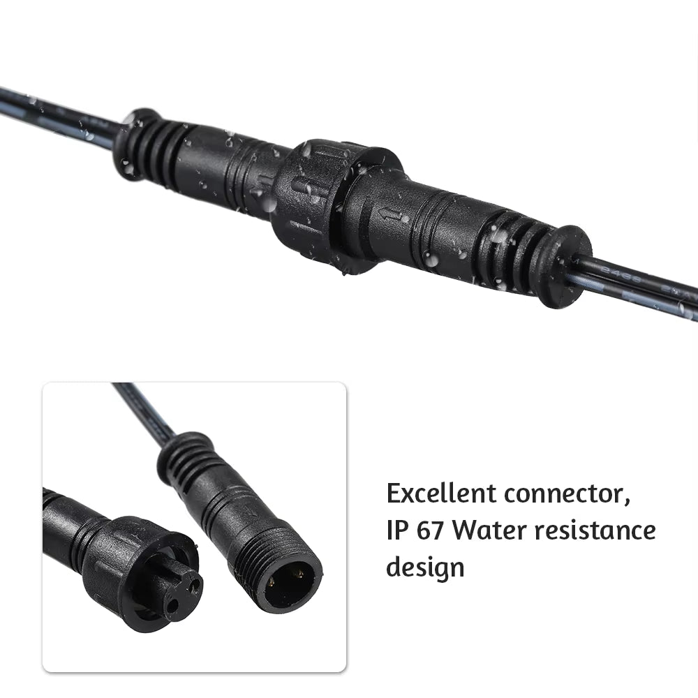 Tomshine Extension Cable Wire 5 PCS 1M/ 3.3Ft 2Pin with Male and Female Connectors IP67 Water-Proof for Deck Light Accessories
