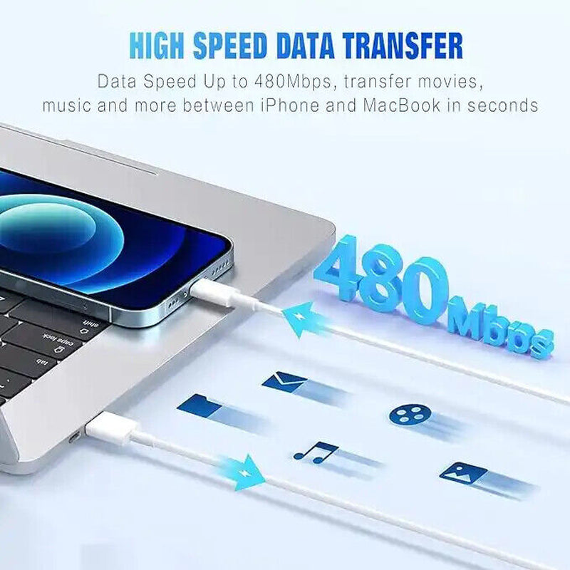 USB Cable for Apple Iphone Fast Charger Sync 5 6 7 8 X XS XR 11 12 13 14 Ipad