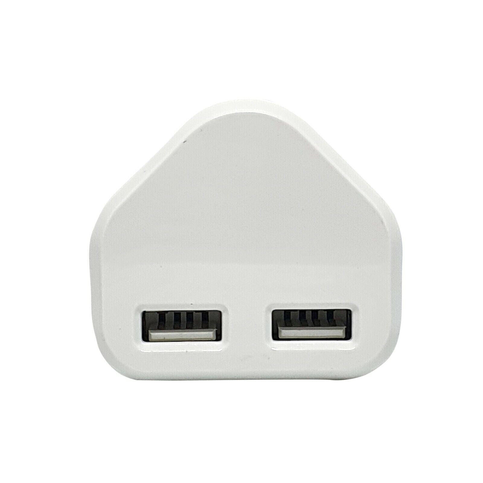 Fast Dual 2 Port USB Charger 1 Port USB 3 Pin UK Mains Wall Plug Adapter 2.1A