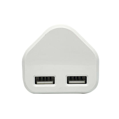 Fast Dual 2 Port USB Charger 1 Port USB 3 Pin UK Mains Wall Plug Adapter 2.1A
