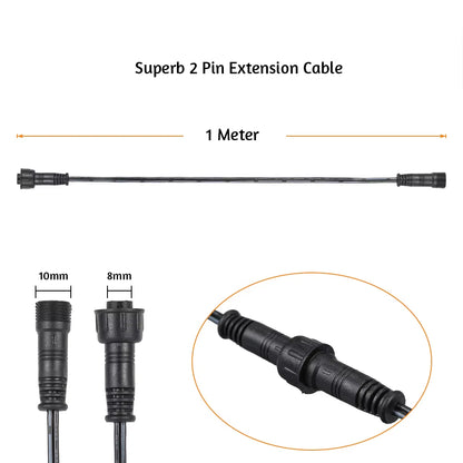 Tomshine Extension Cable Wire 5 PCS 1M/ 3.3Ft 2Pin with Male and Female Connectors IP67 Water-Proof for Deck Light Accessories