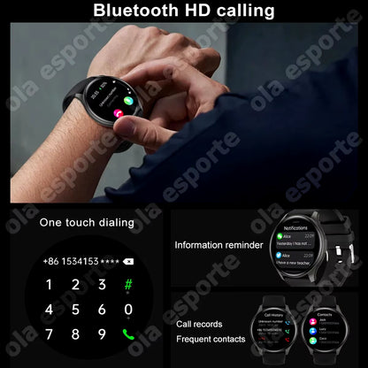 New NFC AMOLED Smartwatch Men Women Thermometer BT Wireless Call Voice Assistant GPS Sports Fitness Smartwatch for Android IOS