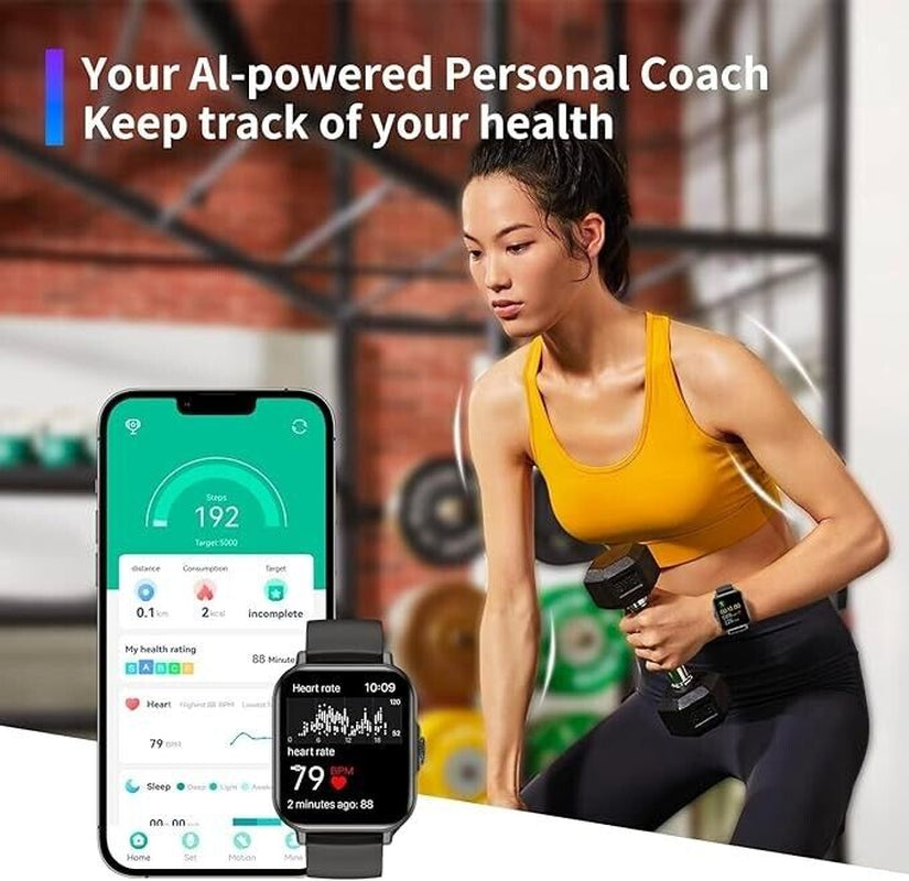 Smart Watch for Men Women with Intelligent Reminders 1.85" Touch Screen