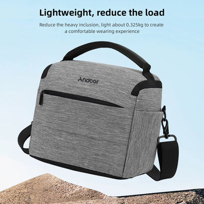 Cuboid-Shaped DSLR Camera Shoulder Bag Portable Fashion Polyester Camera Case for 1 Camera 2 Lenses and Small Accessorie