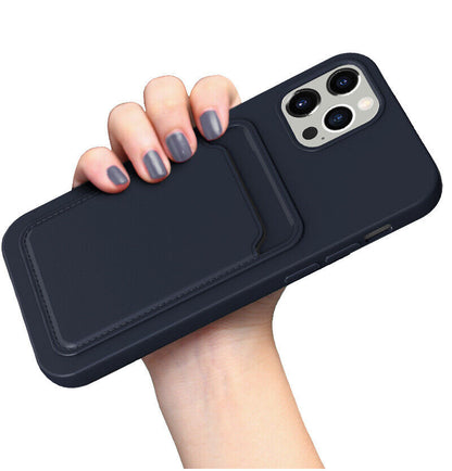 Soft Silicone Case Cover for Iphone 16 Pro 15 13 11 XR 7 8 with Card Slot Holder