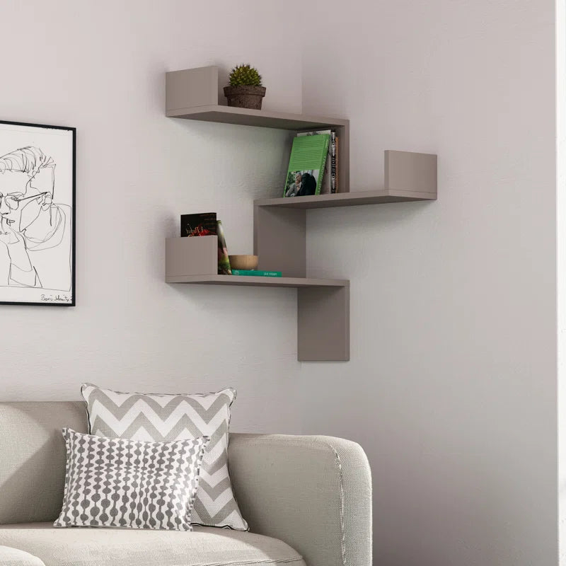 Luci 3 Piece Corner Wall Mounted Floating Shelf Modern Space-Saving Design