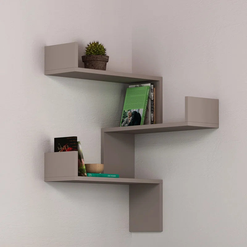 Luci 3 Piece Corner Wall Mounted Floating Shelf Modern Space-Saving Design
