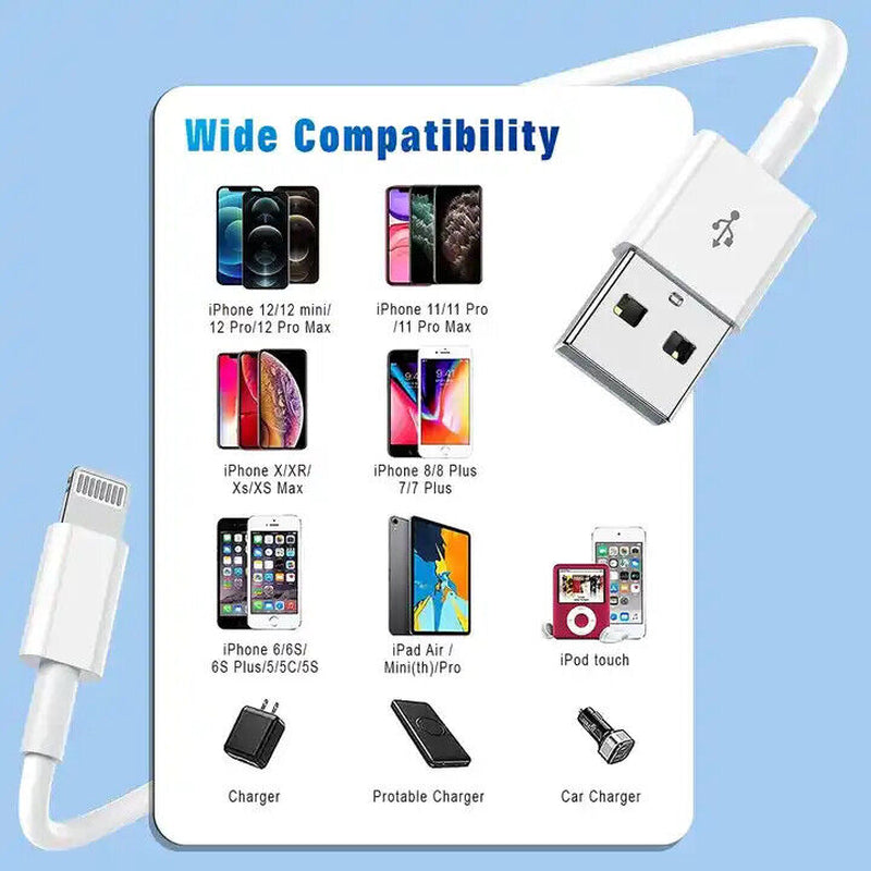 USB Cable for Apple Iphone Fast Charger Sync 5 6 7 8 X XS XR 11 12 13 14 Ipad